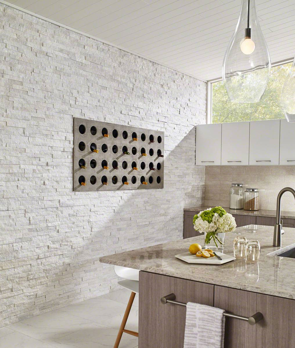 Arctic White Stacked Stone Tile