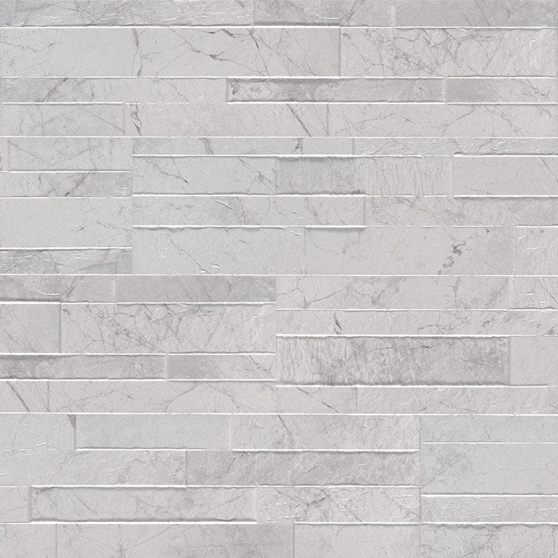 Carrara White Stacked Porcelain Tile