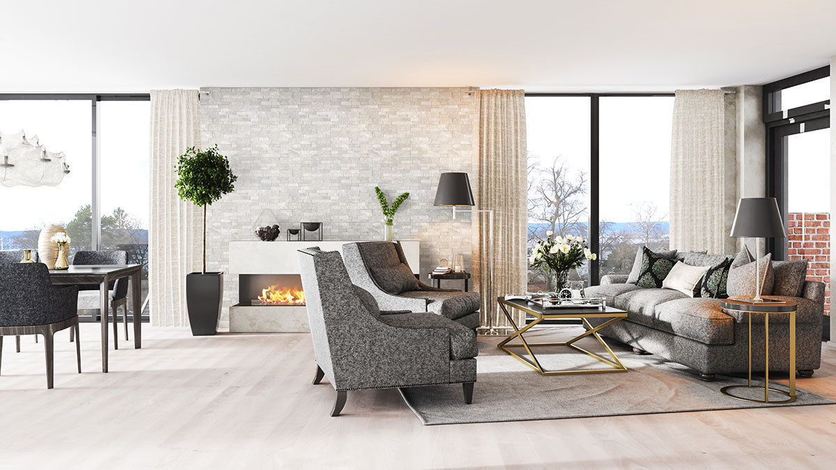 Mayra White Stacked Stone Tile