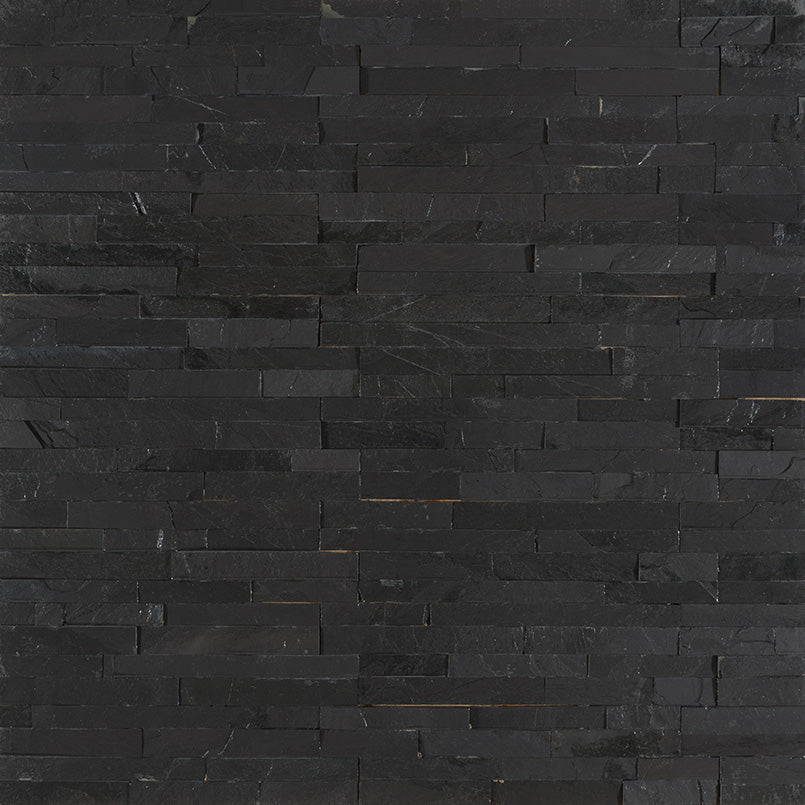 Premium Black Mini Stacked Stone Tile