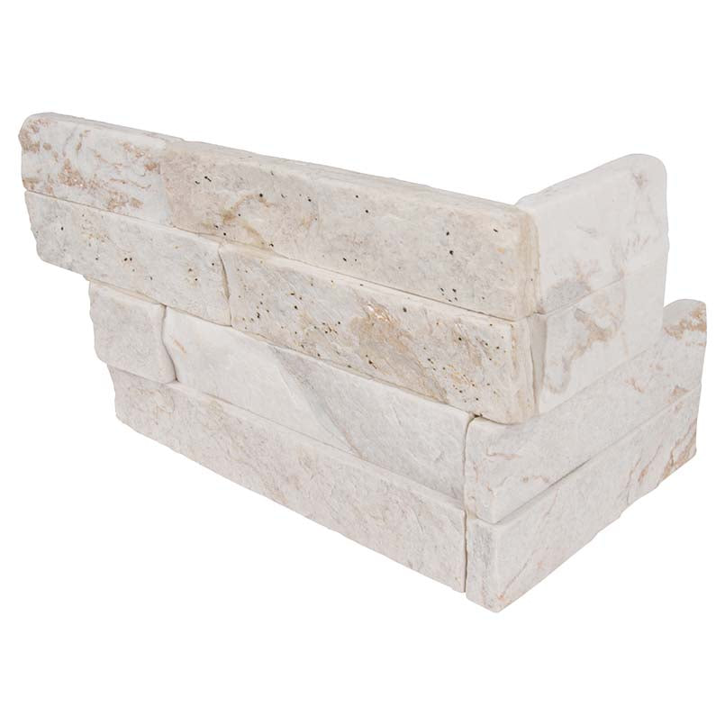 Royal White Splitface Stacked Stone Tile