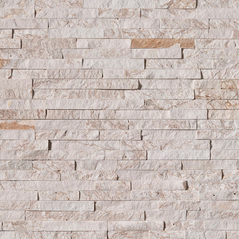 Royal White Splitface Stacked Stone Tile
