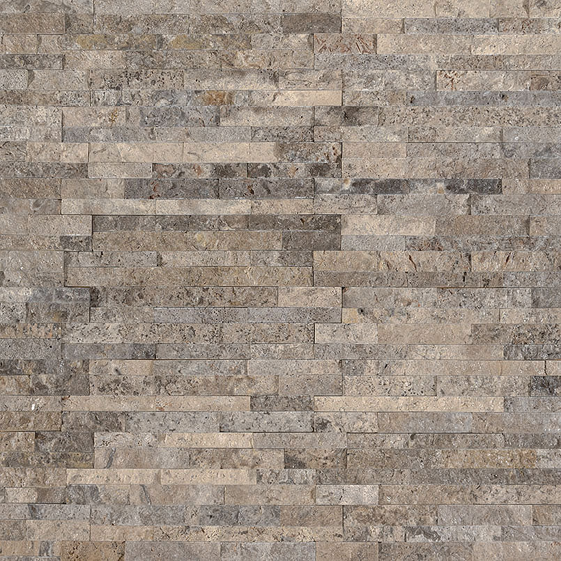 Silver Travertine Mini Stacked Stone Tile