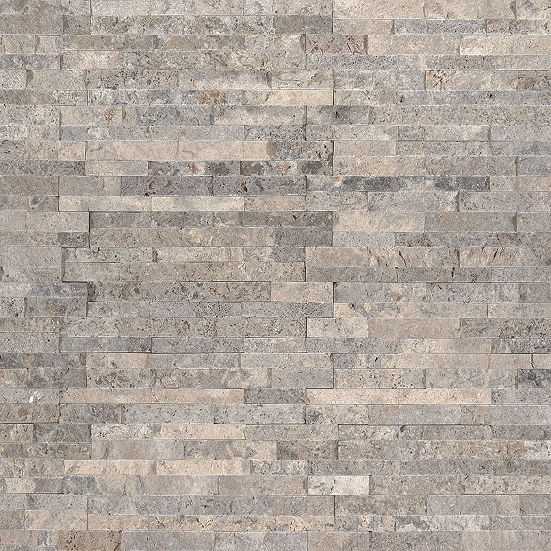 Silver Travertine Mini Stacked Stone Tile