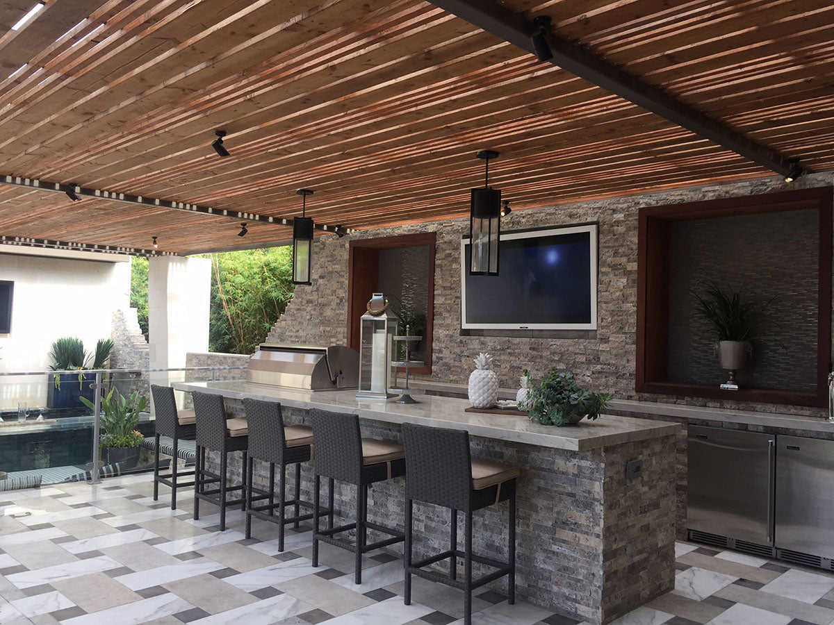 Silver Travertine Stacked Stone Tile