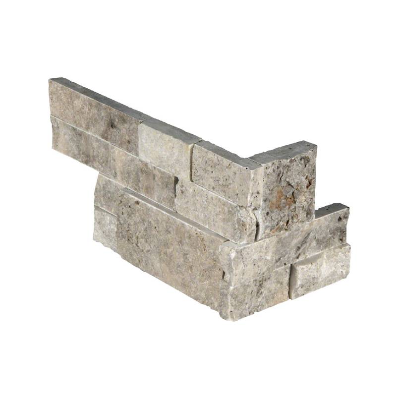 Silver Travertine Stacked Stone Tile