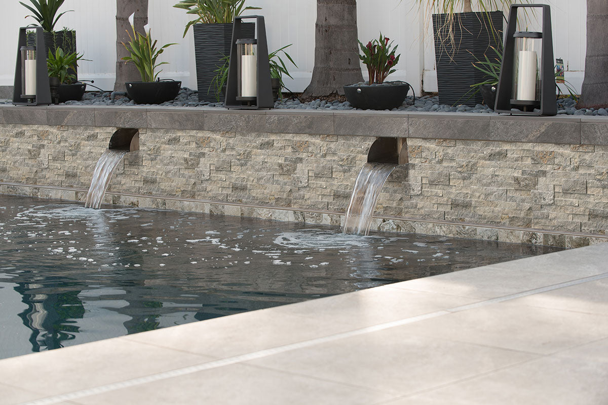 Silver Travertine Stacked Stone Tile