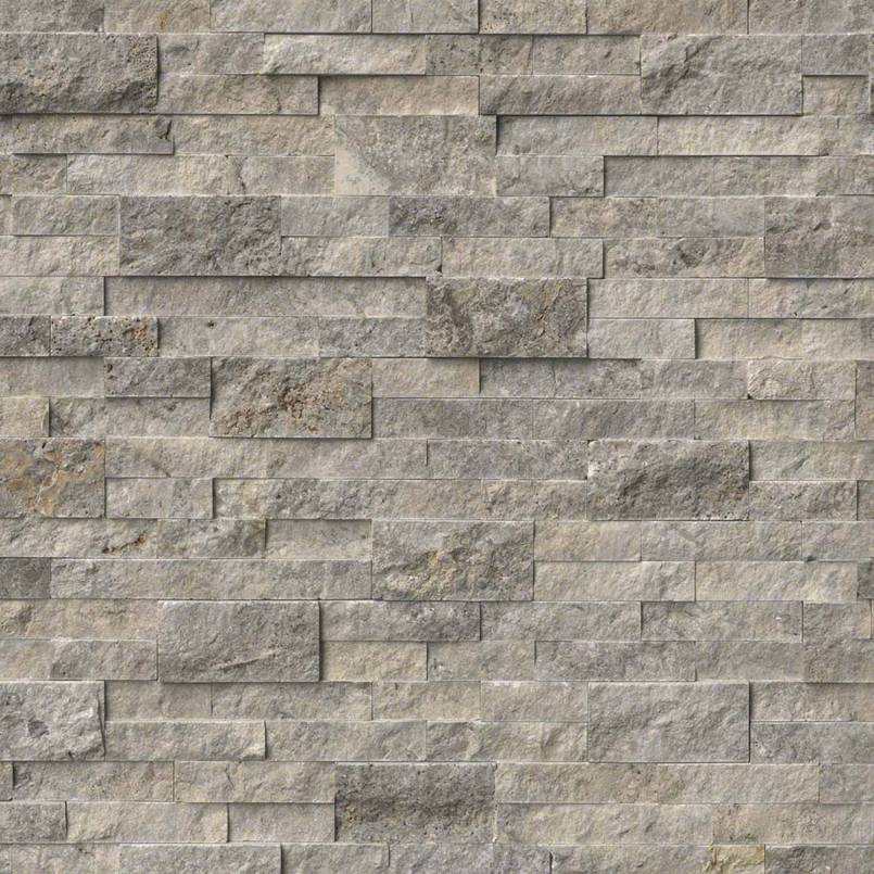 Silver Travertine Stacked Stone Tile