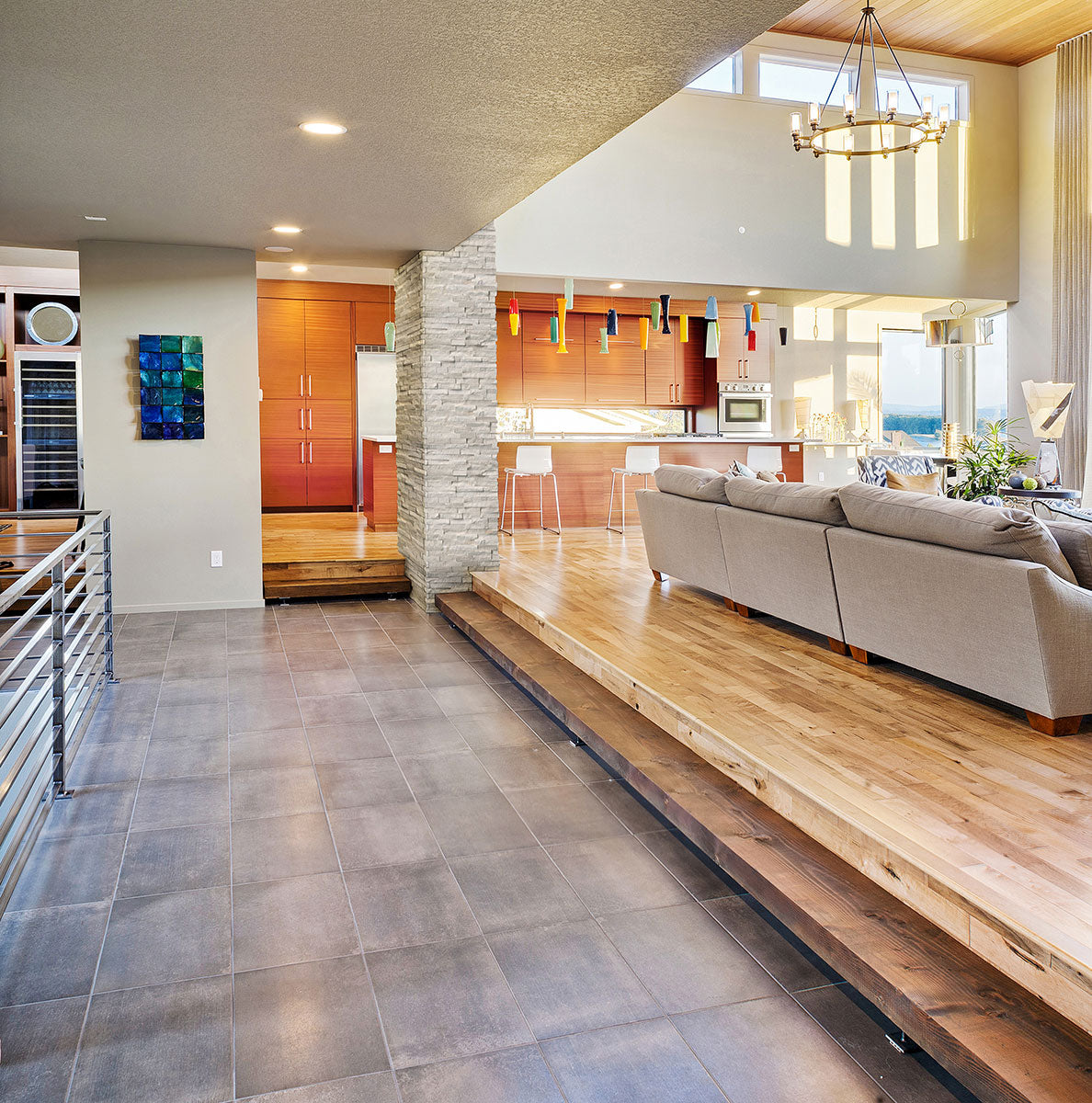 White Oak Multi Finish Stacked Stone Tile