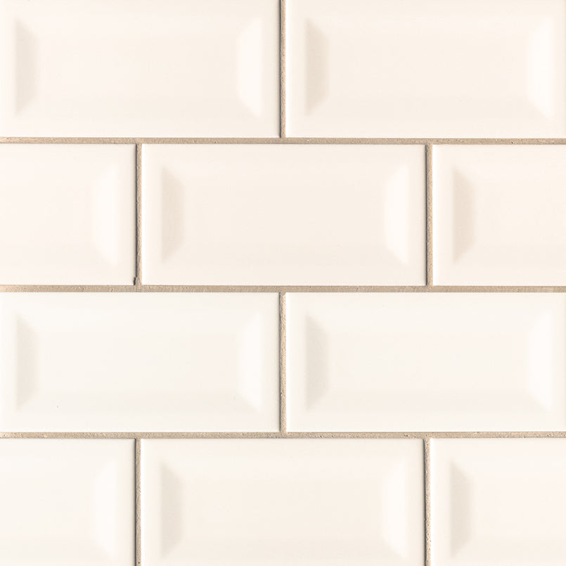 Almond Glossy Inverted Beveled Tile 3x6 Tile