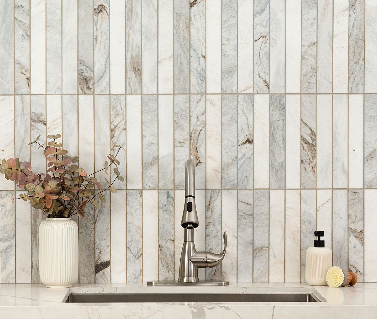 Arabescato Venato White 2x12 Stack Hon Tile