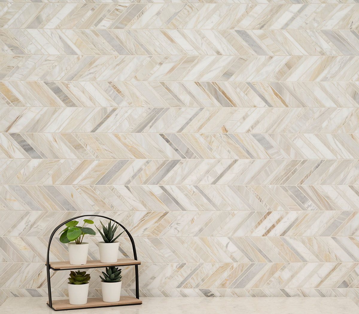 Athena Gold Chevron Pattern Honed Tile