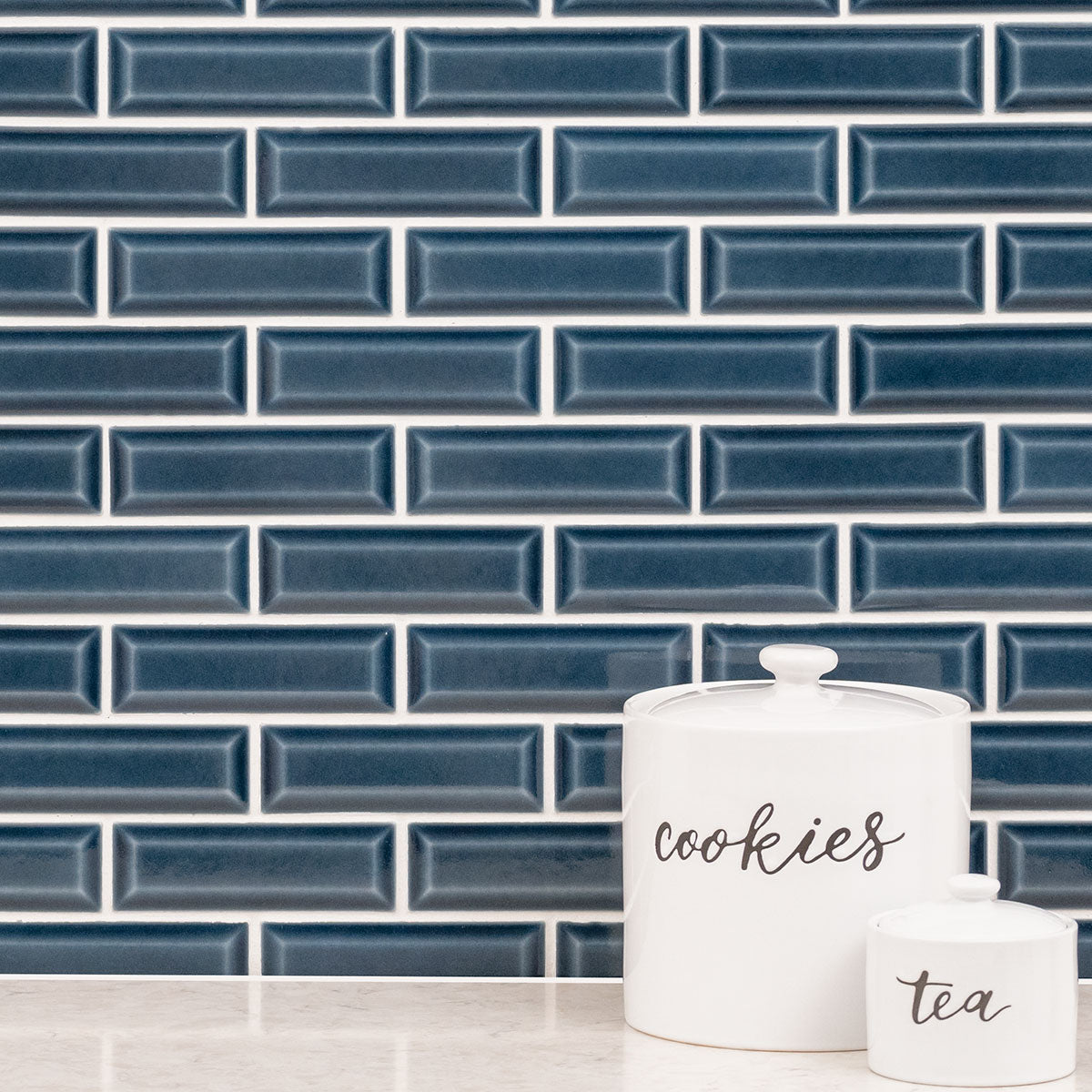 Bay Blue Beveled Tile 2x6 Tile