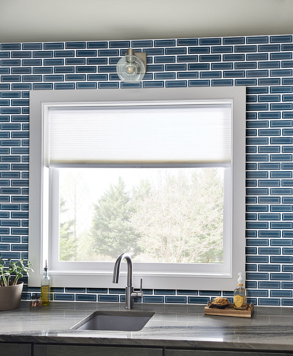 Bay Blue Beveled Tile 2x6 Tile