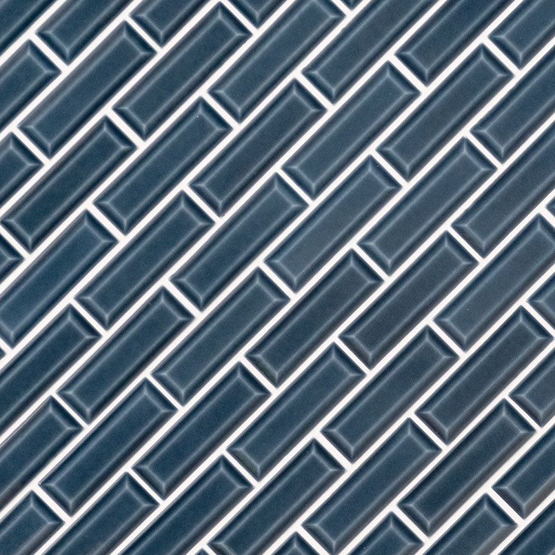 Bay Blue Beveled Tile 2x6 Tile