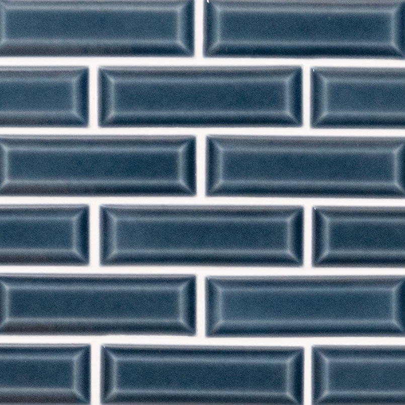 Bay Blue Beveled Tile 2x6 Tile