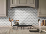 Bianco Dolomite Marble Chevron Pattern Tile