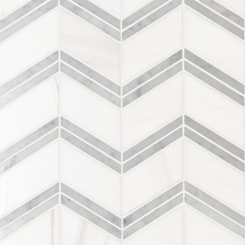 Bianco Dolomite Marble Chevron Pattern Tile