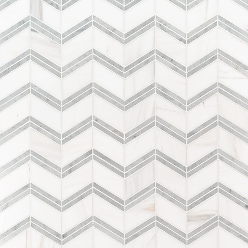 Bianco Dolomite Marble Chevron Pattern Tile