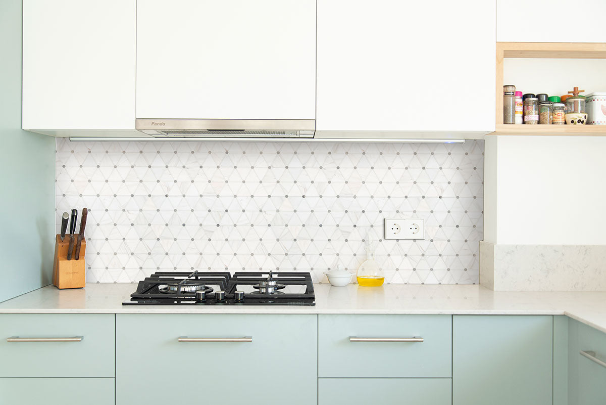 Bianco Dolomite Pinwheel Tile
