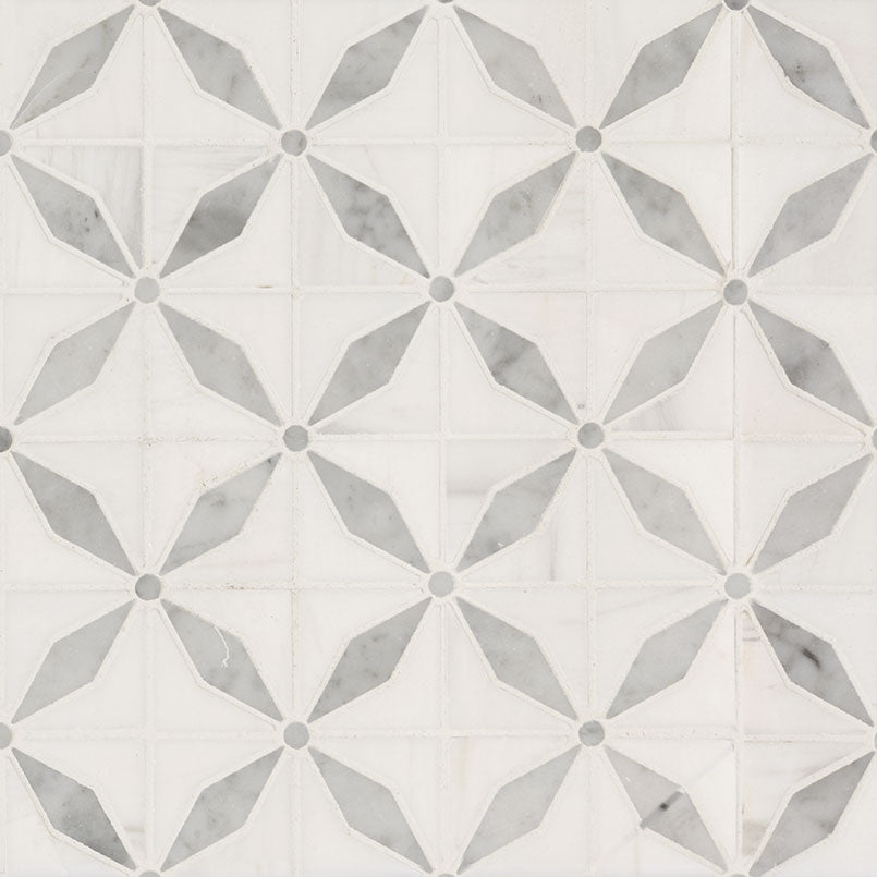 Bianco Starlite Marble Geometric Tile