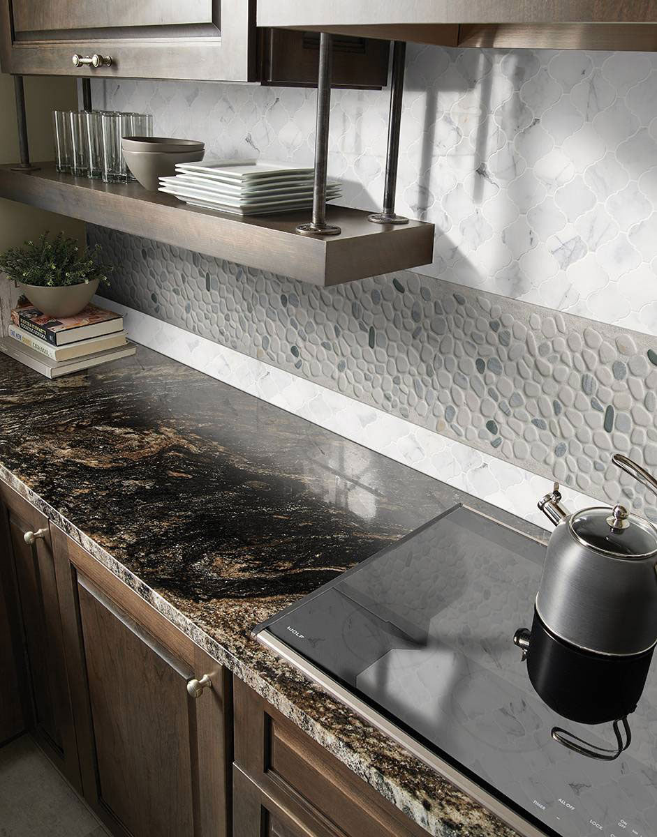 Black And White Pebbles Mosaic Tile
