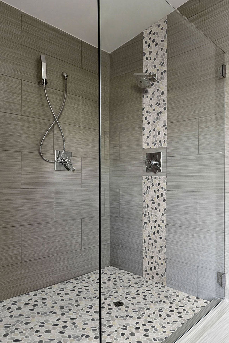 Black And White Pebbles Mosaic Tile