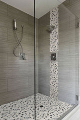 Black And White Pebbles Mosaic Tile