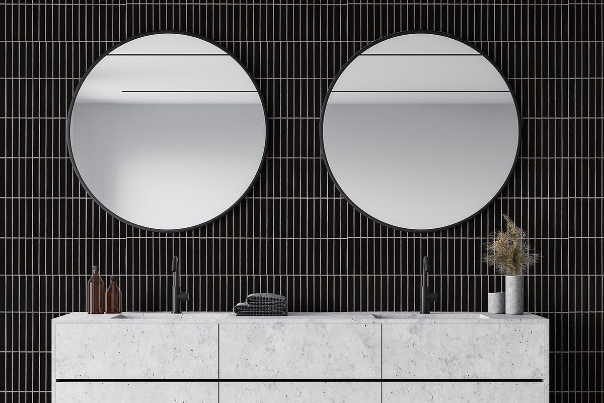 Black Matte 1x6 Stack Pattern Tile