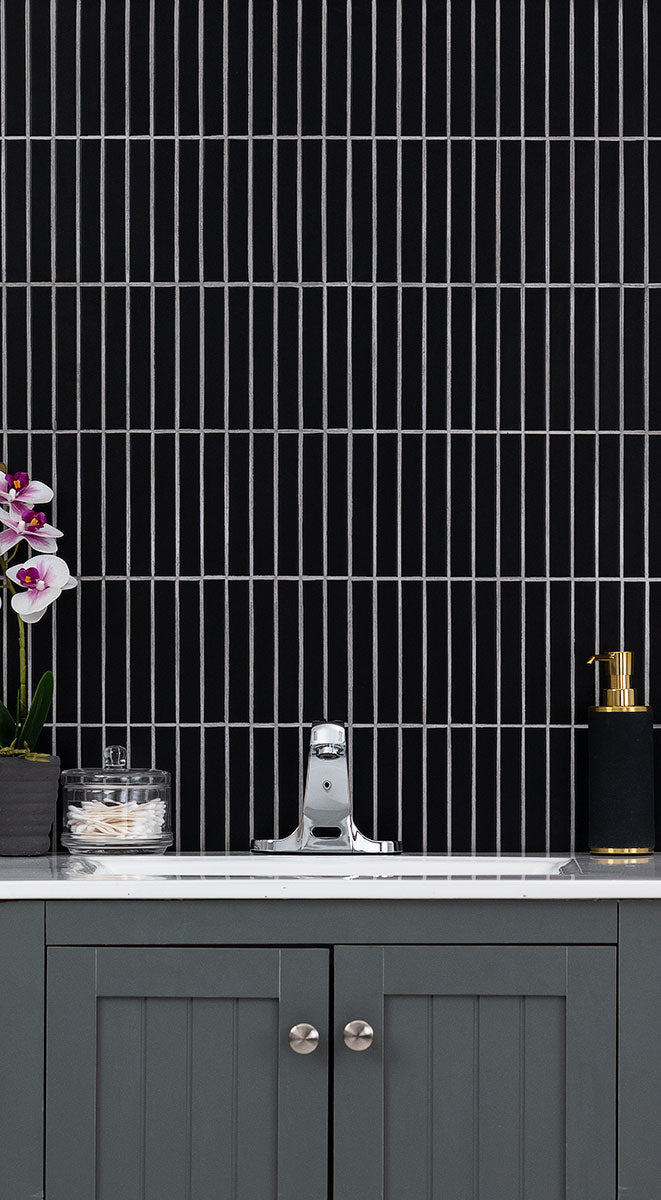 Black Matte 1x6 Stack Pattern Tile