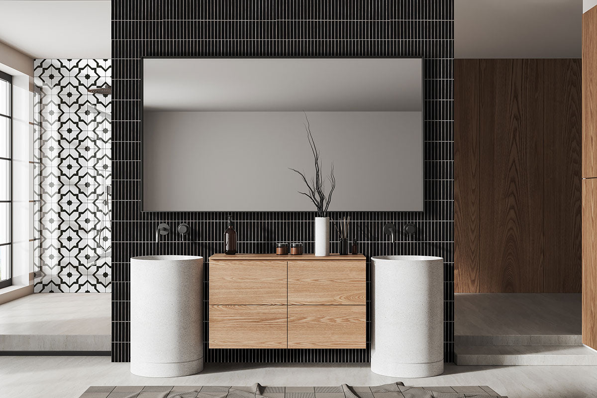 Black Matte 1x6 Stack Pattern Tile