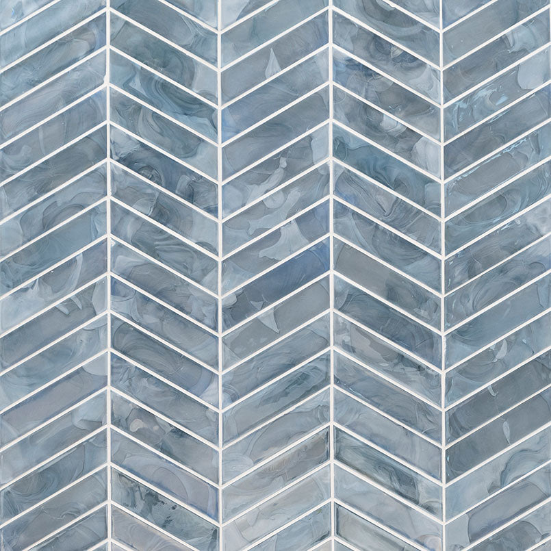 Blue Shimmer Chevron Pattern Tile