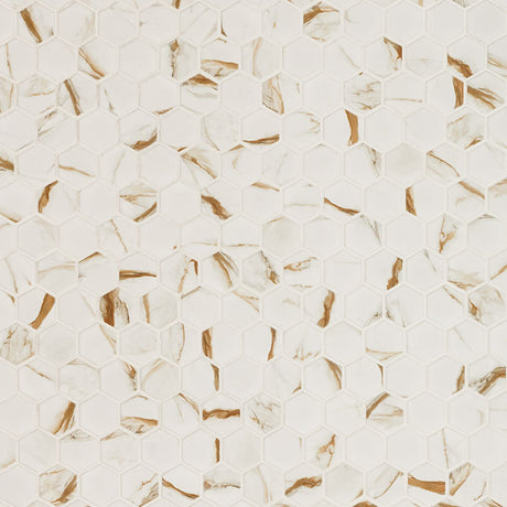 Calacatta Gold Matte 2" Hexagon Tile