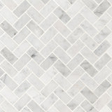 Carrara White 1x2 Herringbone Tile