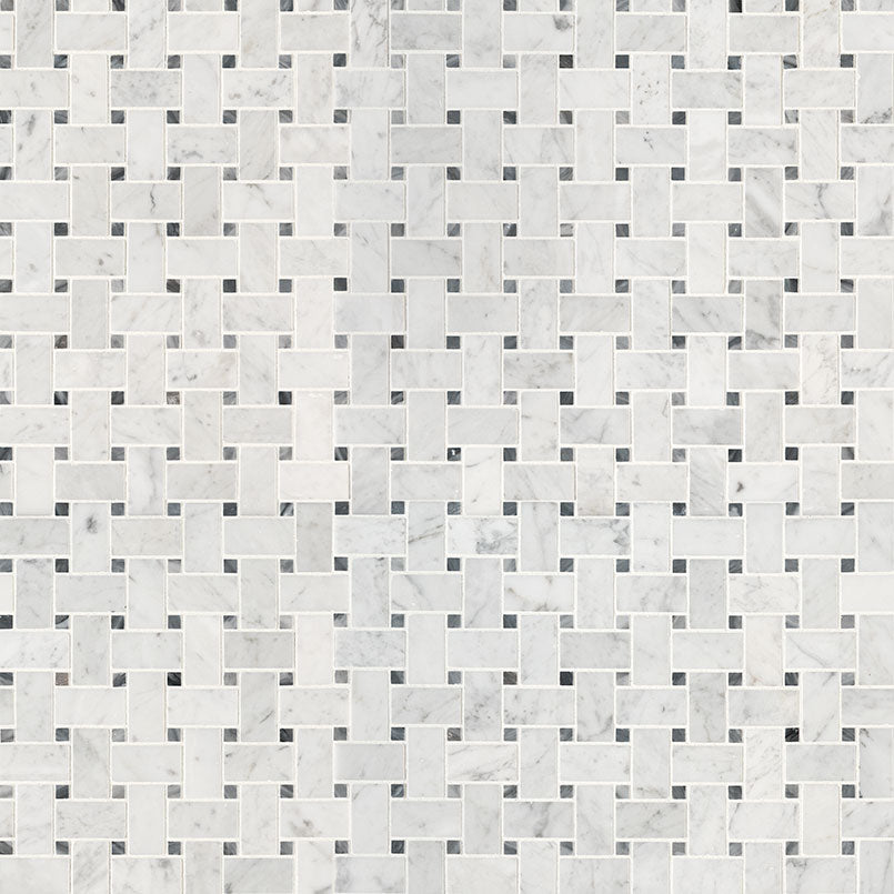 Carrara White Basketweave Tile - Honed Tile