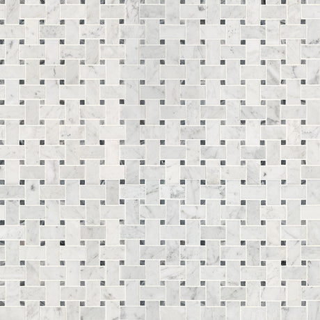 Carrara White Basketweave Tile - Honed Tile