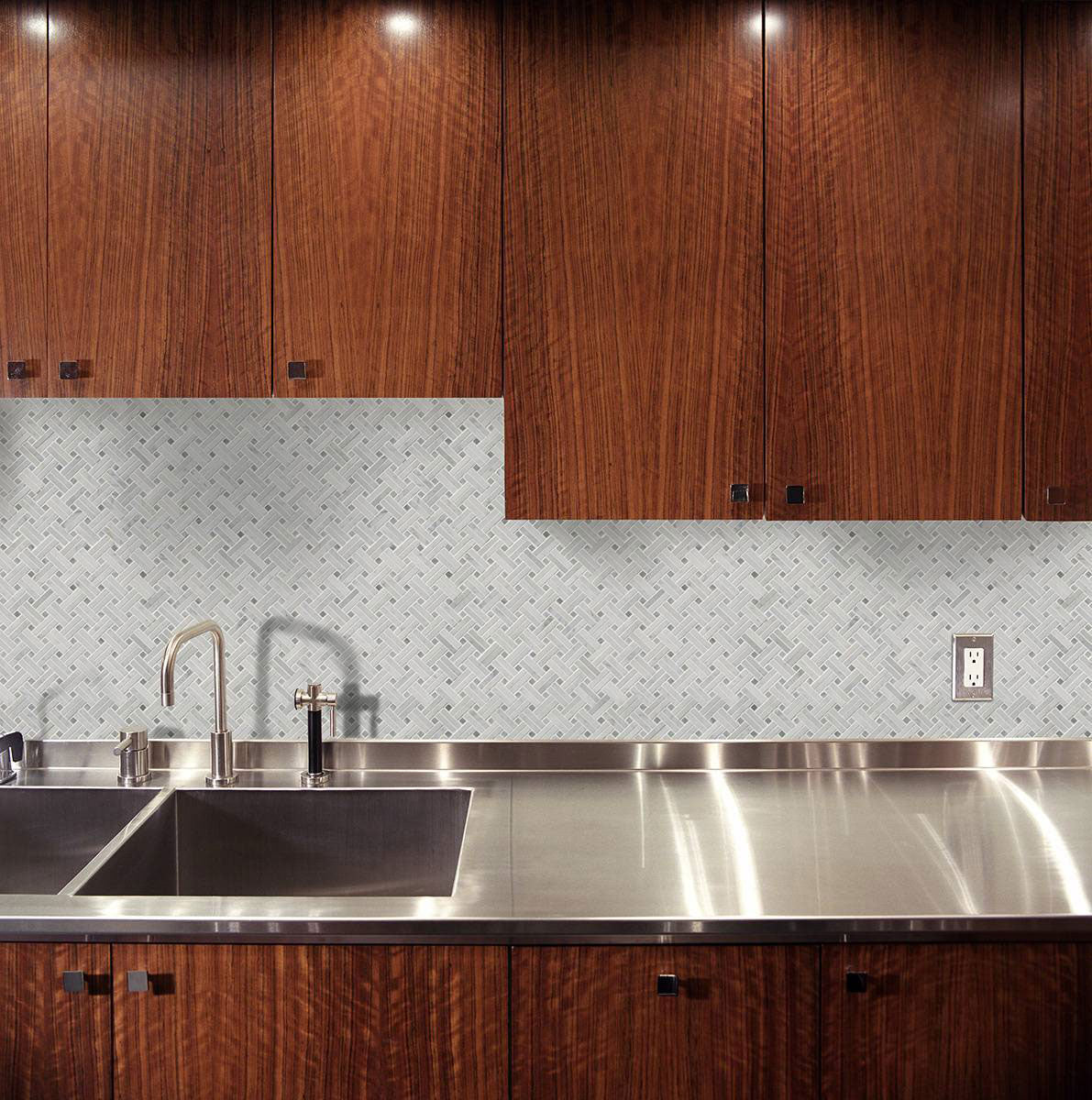 Carrara White Basketweave Tile - Polished Tile