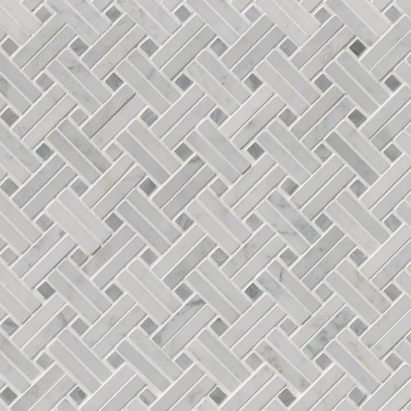 Carrara White Basketweave Tile - Polished Tile