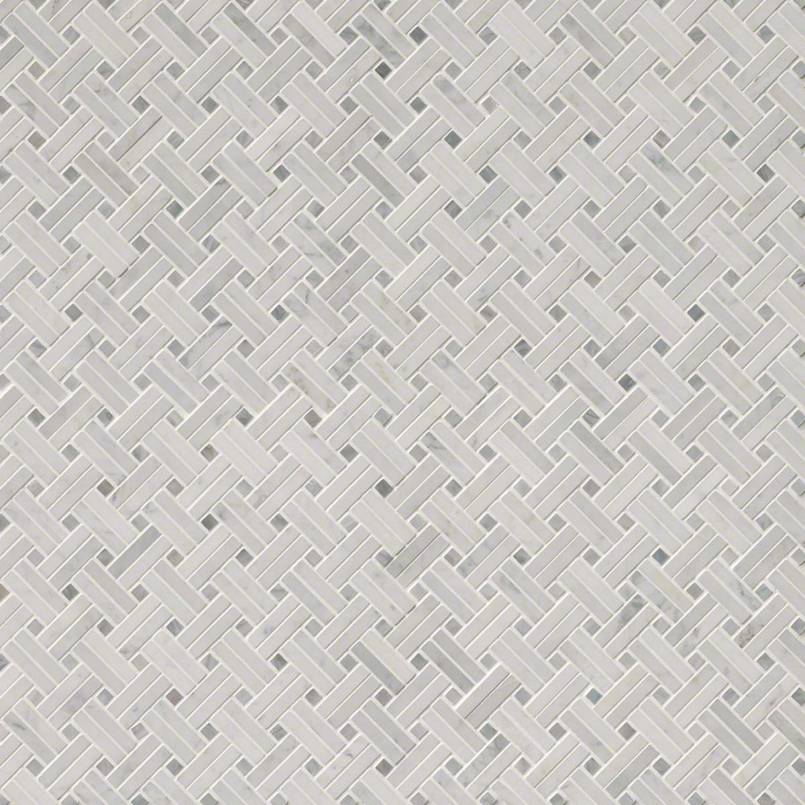 Carrara White Basketweave Tile - Polished Tile
