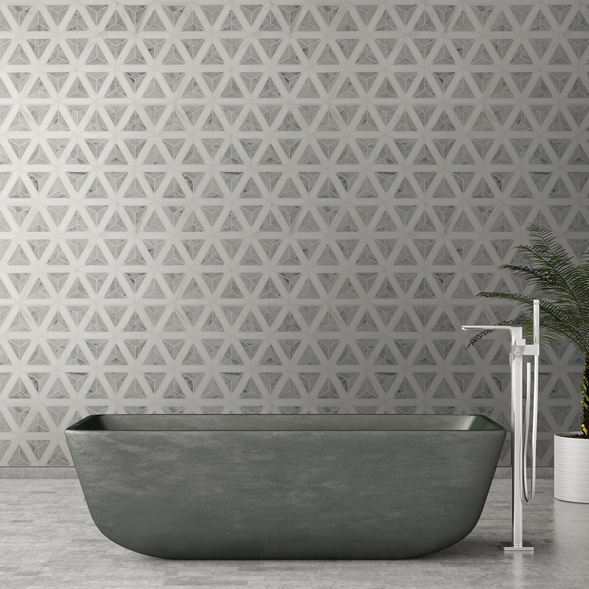 Carrara White Geometric Tile