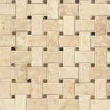 Crema Cappuccino Basketweave Pattern Polished Tile