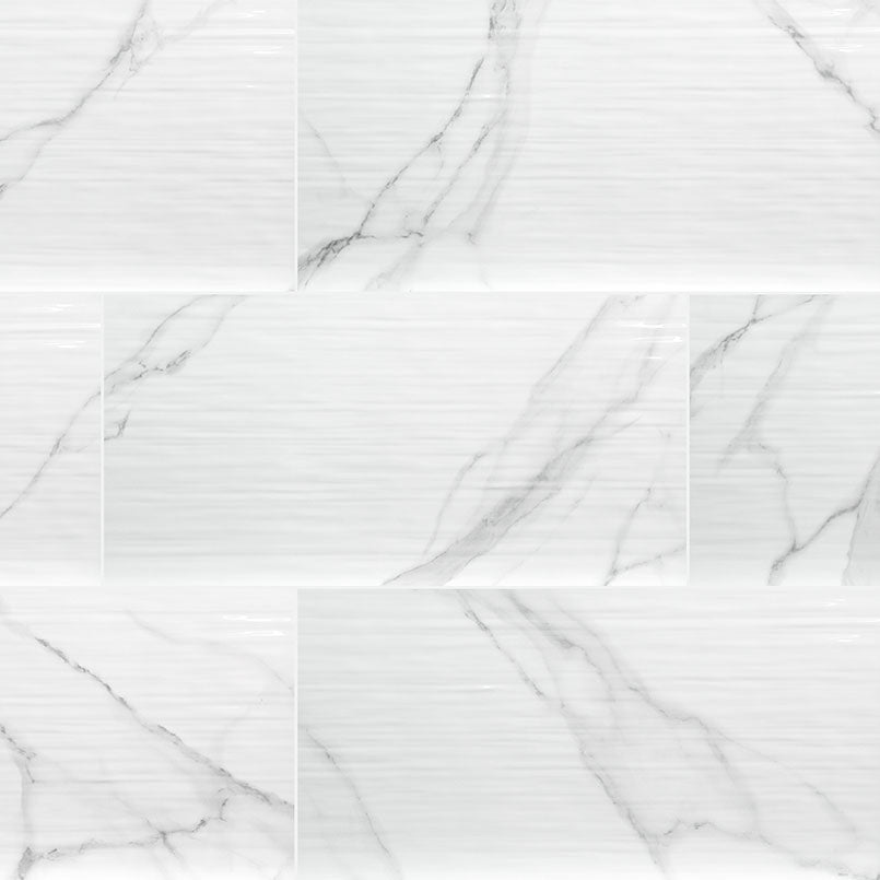 Dymo Statuary Stripe White Tile 12x24 Tile