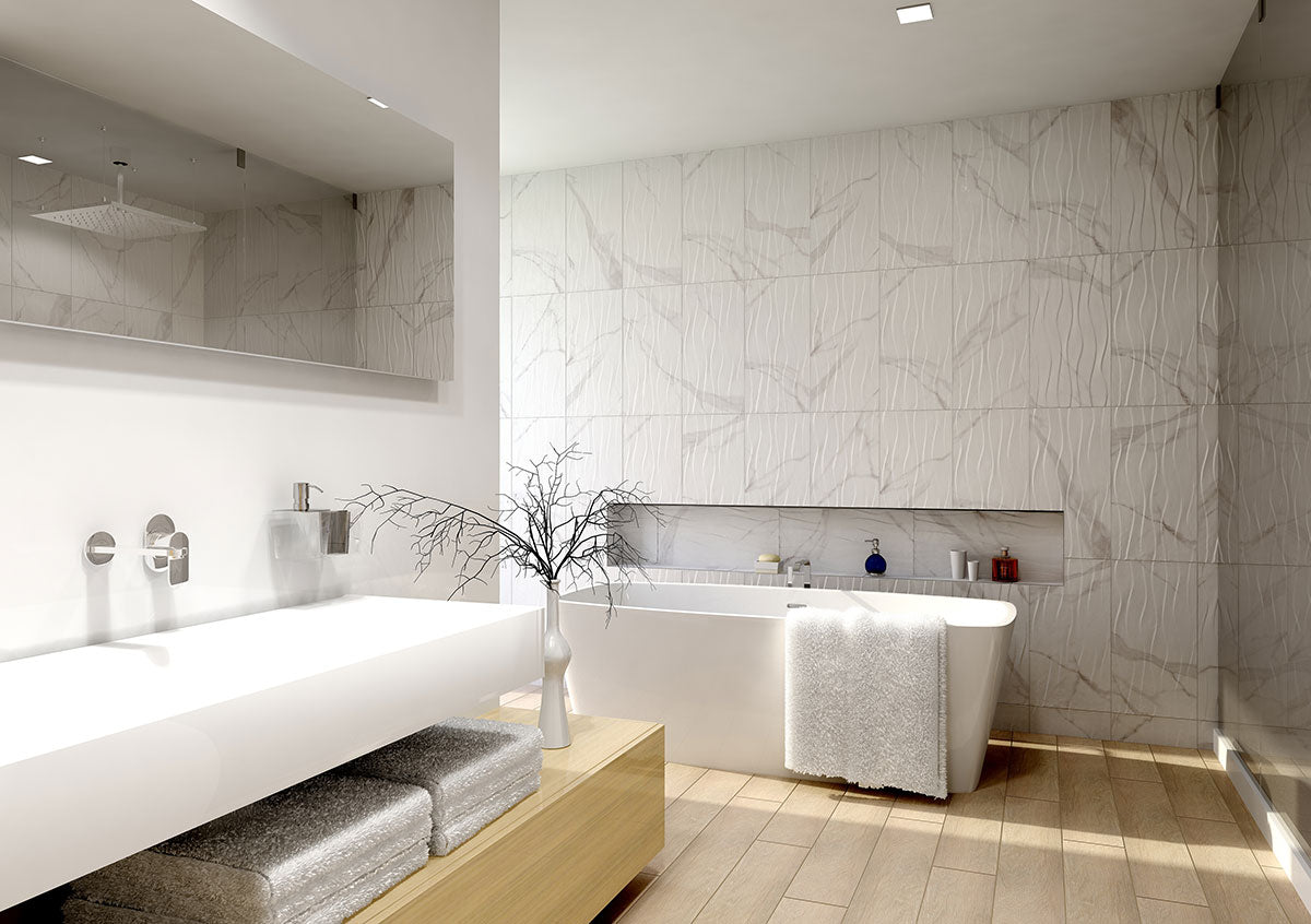 Dymo Statuary Wavy White Tile 12x24 Tile