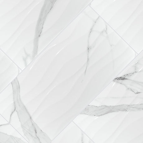 Dymo Statuary Wavy White Tile 12x24 Tile