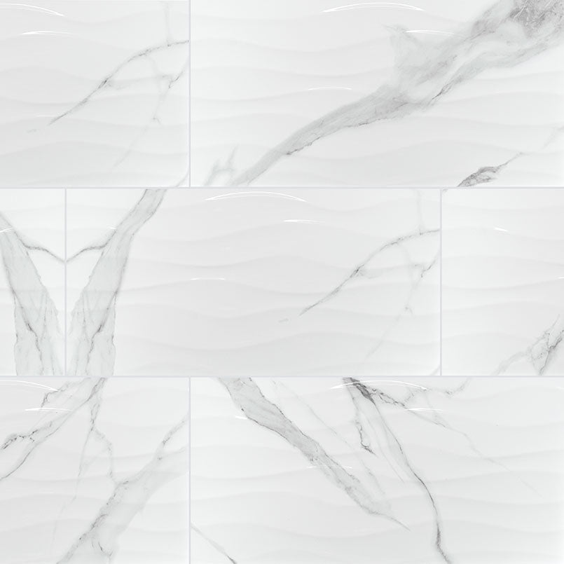 Dymo Statuary Wavy White Tile 12x24 Tile
