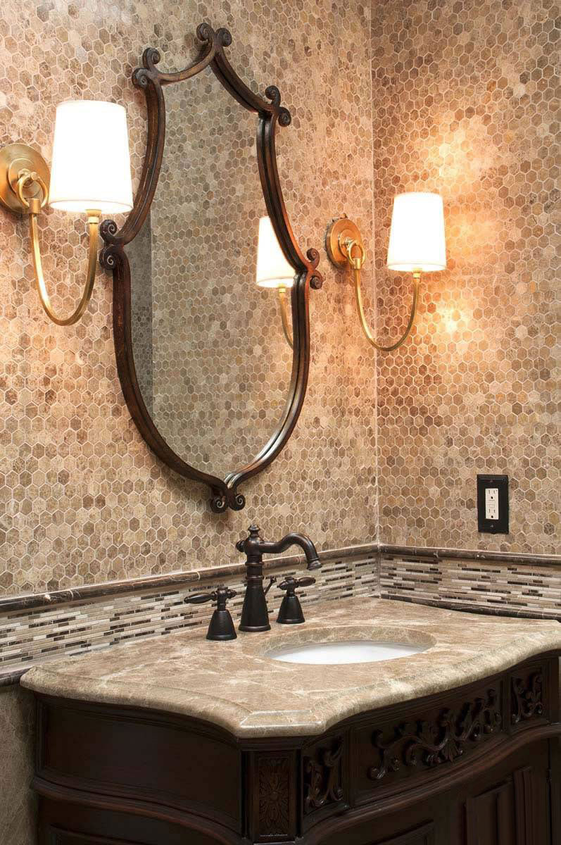Emperador Marble Blend Bamboo Pattern Tile