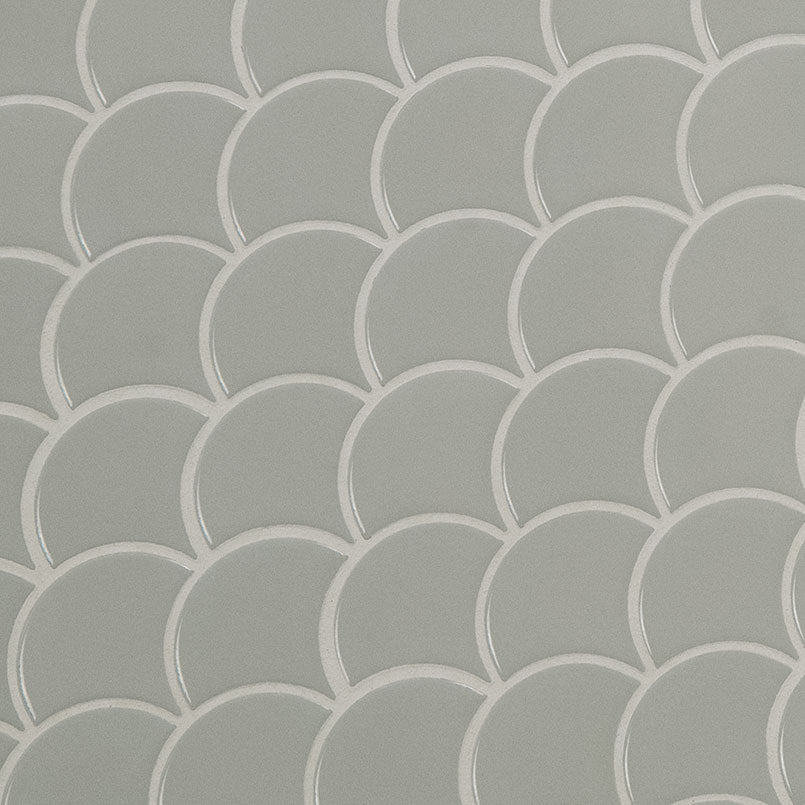 Gray Glossy Fish Scale Pattern Mosaic Tile