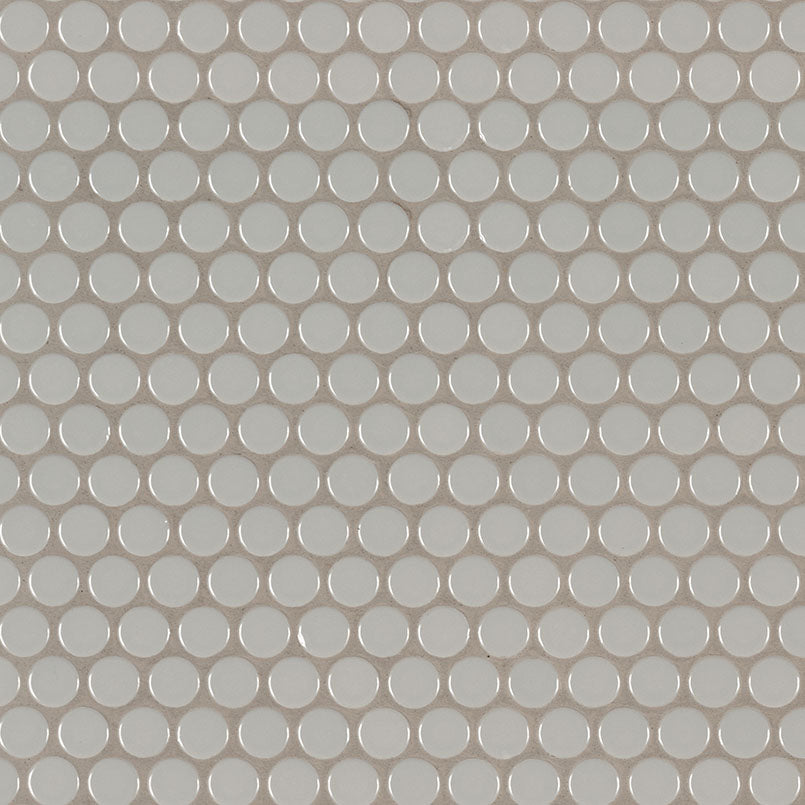 Gray Glossy Penny Round Mosaic Tile