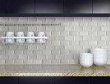 Gray Glossy Beveled Subway Tile 3x6 Tile