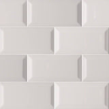 Gray Glossy Beveled Subway Tile 3x6 Tile